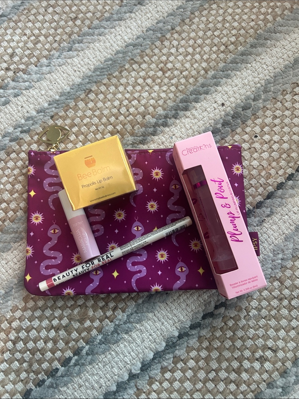 IPSY Purple Zodiac Pouch with Lip Care Bundle